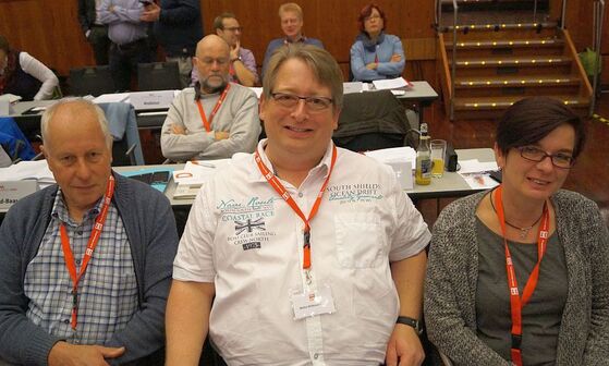 Michael Porzelt (von links), Mirko Witkowski und Stephanie Schmidt haben die Rottweiler Kreis-SPD beim Landesparteitag